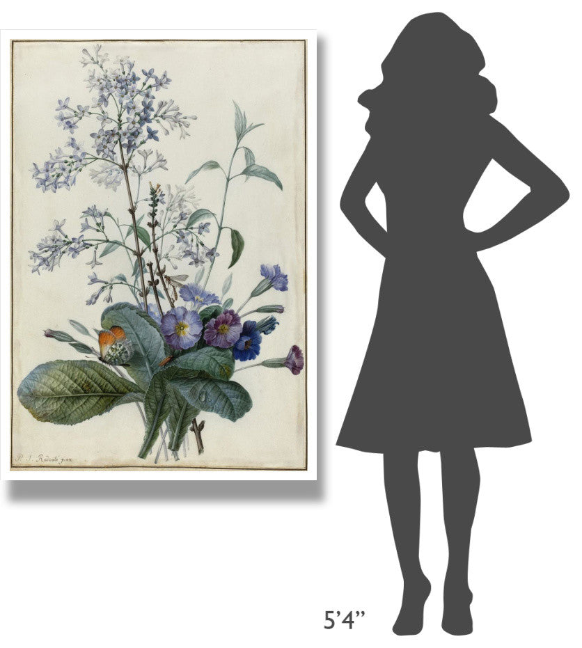 "A Bouquet of Flowers with Insects" Print by Pierre Joseph Redoutï¿½, 34"x50"