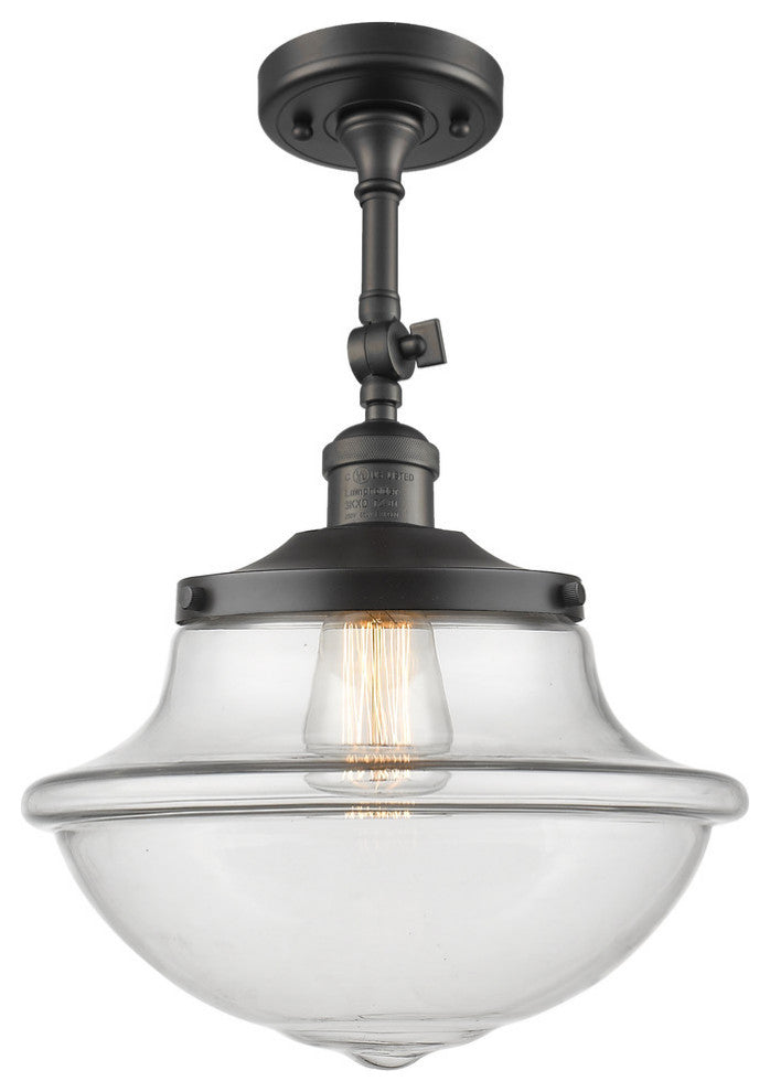 Large Oxford 1-Light Semi-Flush Mount, Oil Rubbed Bronze, Clear