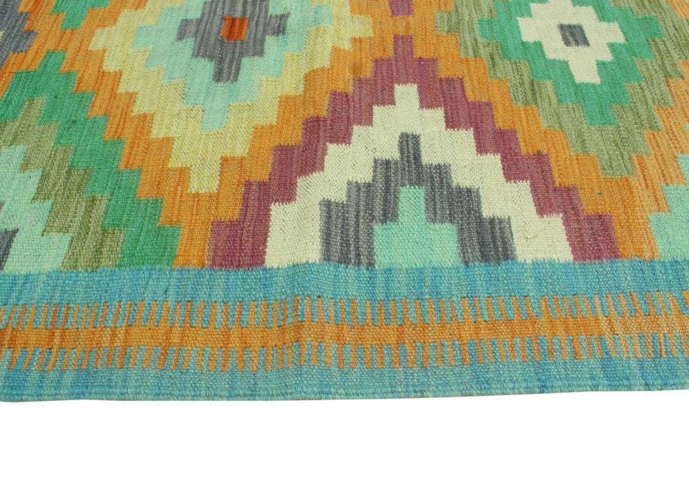 Sangat Kilim Hamadi Orange/Blue Runner, 2'8x9'5