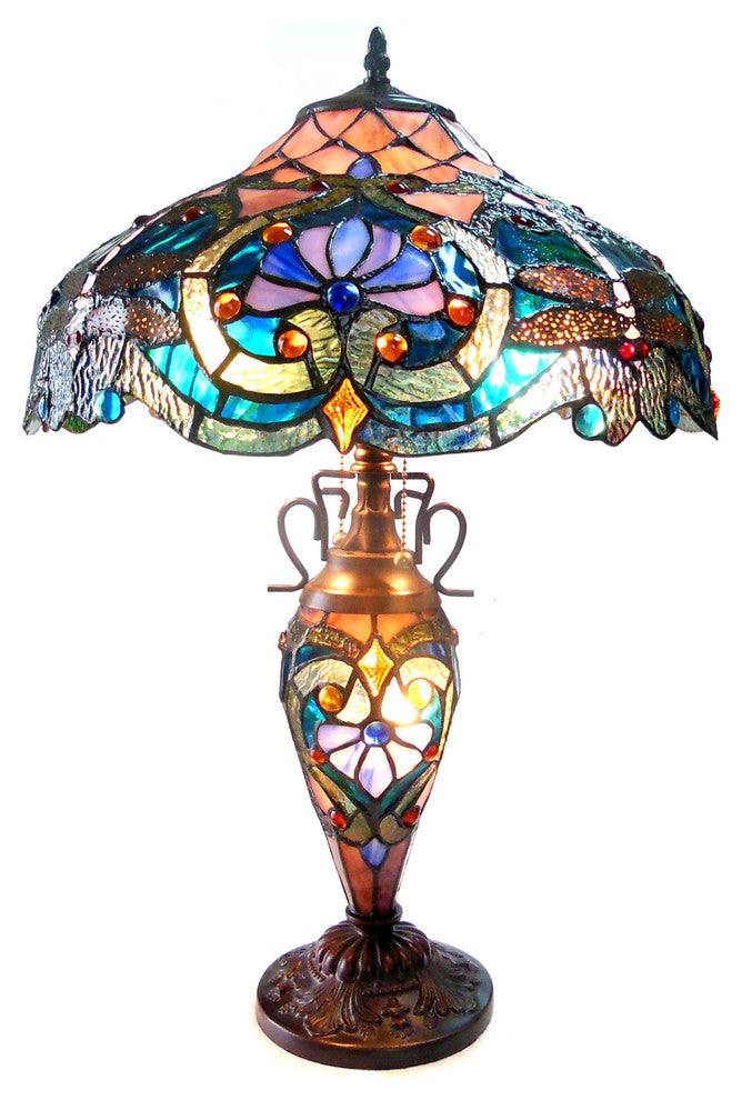 Lydia 3-Light Victorian Double Lit Table Lamp