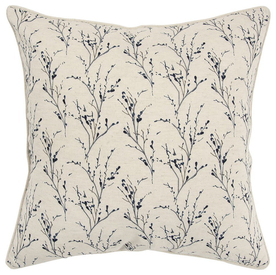 Blue Tiny Floral Buds Throw Pillow
