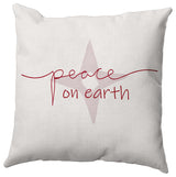 Merry Red Colored Peace on Earth Christmas Polyester Throw Pillow, 20"x20"