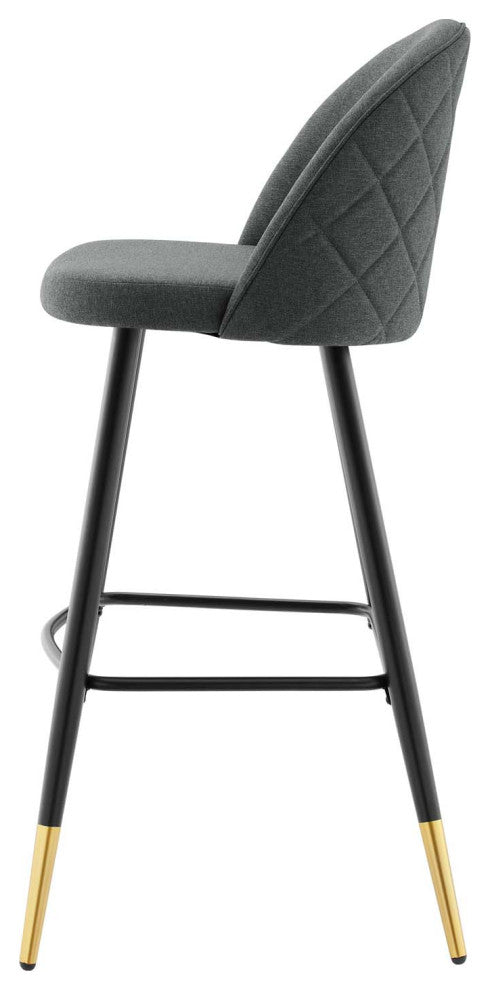 Bar Stool Chair Barstool, Set of 2, Fabric, Metal, Gray, Modern, Bar Pub