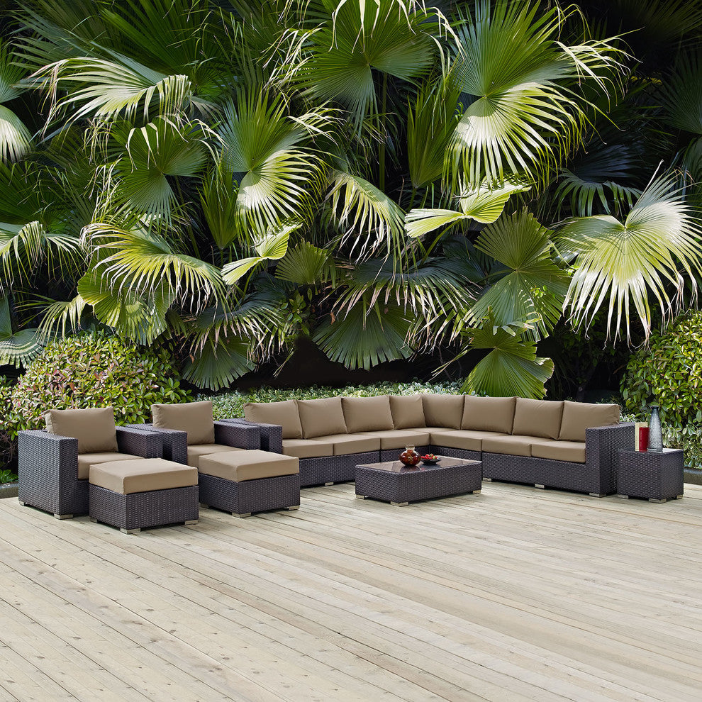 Espresso Mocha Convene 11-Piece Outdoor Patio Sectional Set