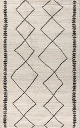 Zaina Moroccan Beni Souk Area Rug, Cream/Black, 8 X 10