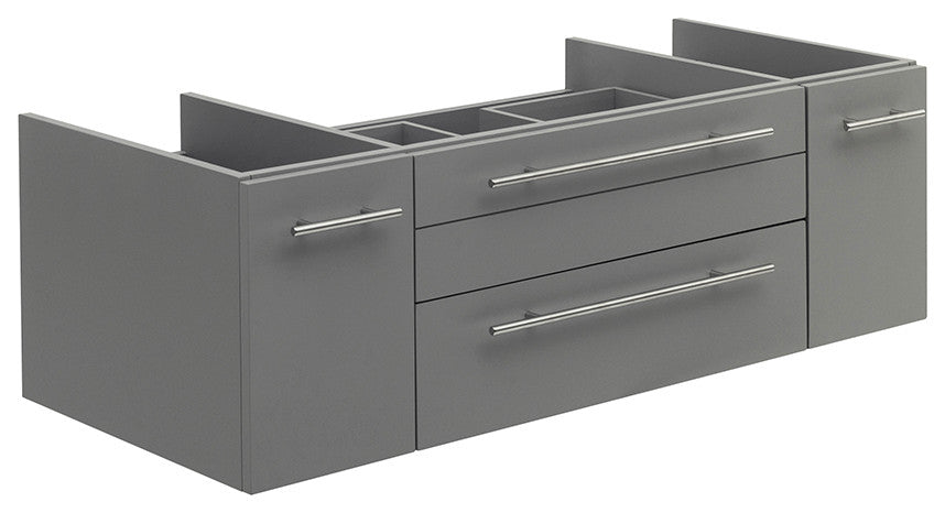 Lucera Wall Mount Vessel Sink Bathroom Cabinet, Gray, 48"