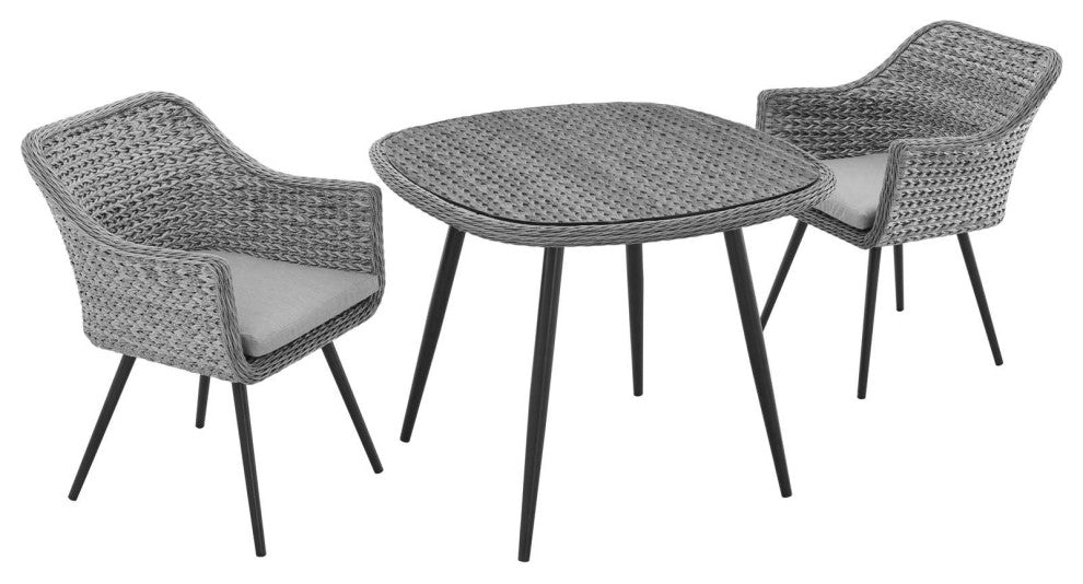 Endeavor 3 Piece Outdoor Patio Wicker Rattan Dining Set