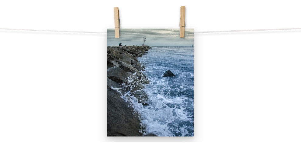 Splashing on the Jetty Landscape Photo Unframed Wall Art Print, 8" X 10"
