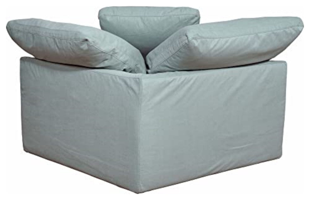 3-Piece Slip-Covered L-Shape Sectional Sofa, Ocean Blue
