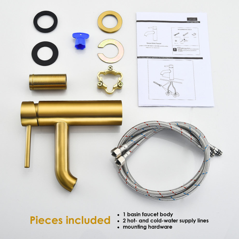 Tubize Single Hole Single-Handle Bathroom Faucet, Brushed Gold
