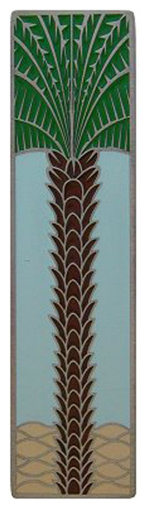 Royal Palm Pull Antique Brass Vertical, Antique Pewter and Pale Blue