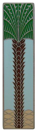 Royal Palm Pull Antique Brass Vertical, Antique Pewter and Pale Blue