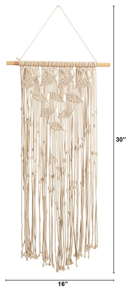 Nearly Natural 7115 30" Boho Chic Waterfall Leaf Design Macrame Wall Art Decor