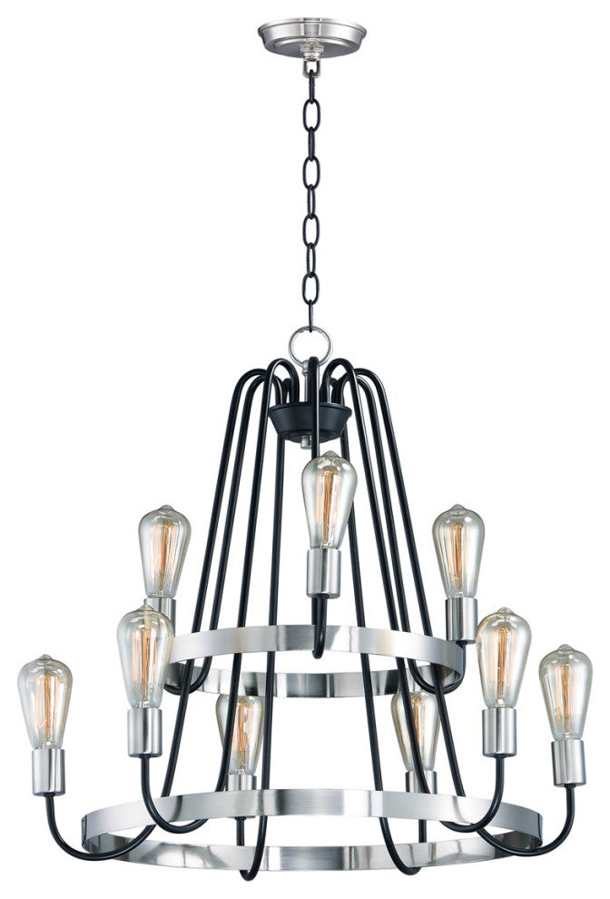 Maxim Haven 9-Light Chandelier 11737BKSN - Black / Satin Nickel