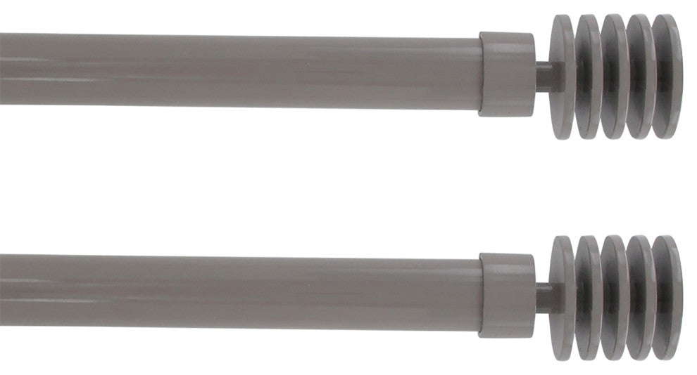 2 Pack Adjustable 1" Single Window Curtain Rod 50" to 82", Taupe