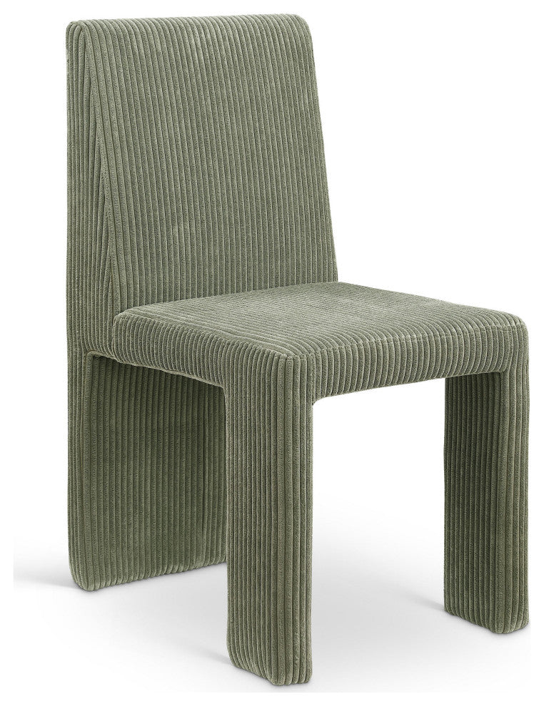 Benson Upholstered Dining Chair, Green, Microsuede Corduroy
