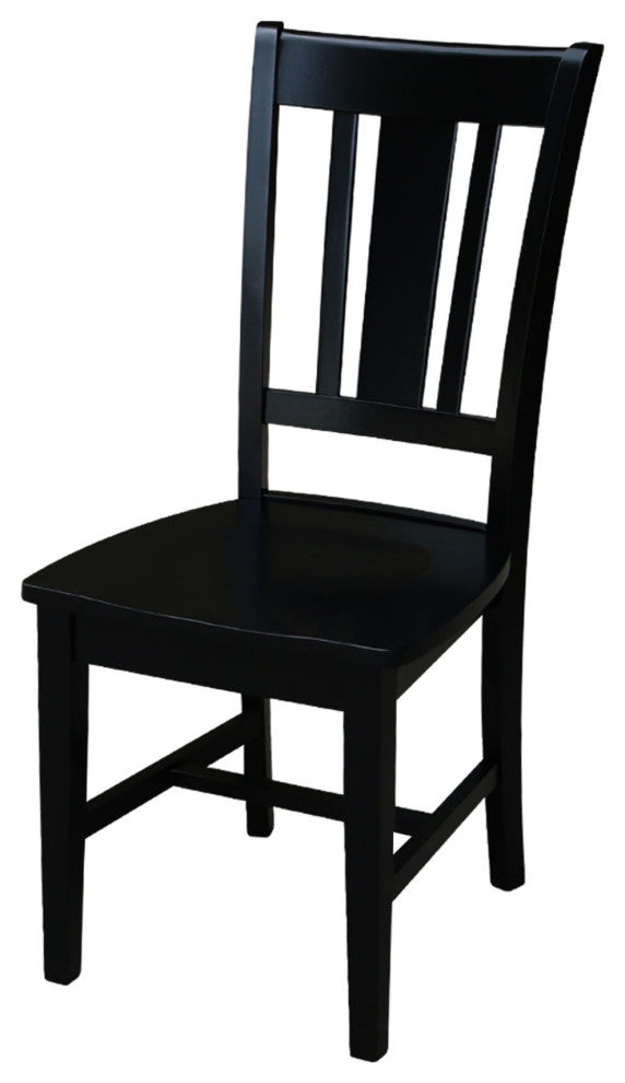 Set of Two San Remo Slat Back Chairs, Black