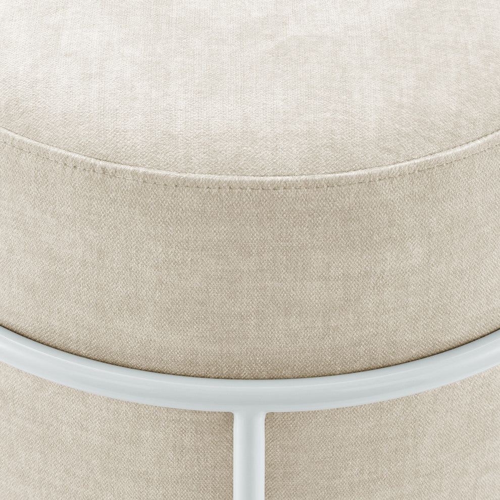 Ophelia Velvet Round Ottoman, Padburry Cream