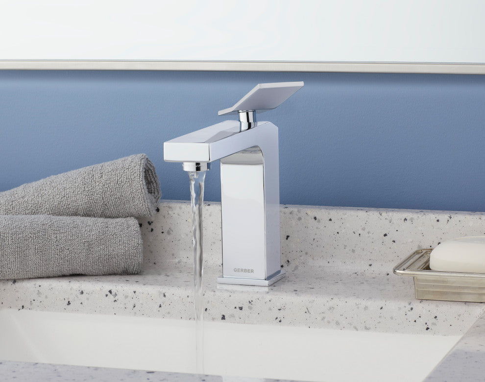 Avian Single Handle Lavatory Faucet w/ Metal Touch Down Drain Chrome, Chrome