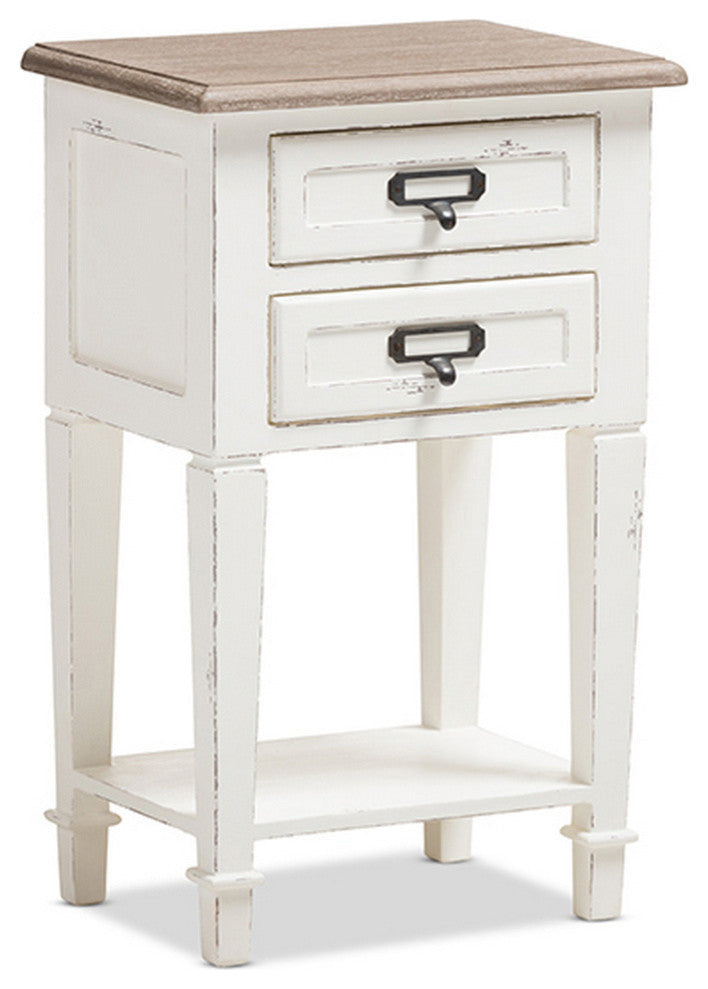Urban Designs Weathered Oak White Wash Distressed Finish Wood Nightstand