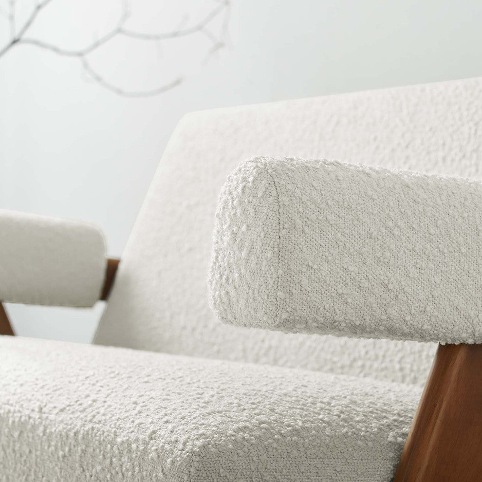 Lyra Boucle Fabric Loveseat, Ivory