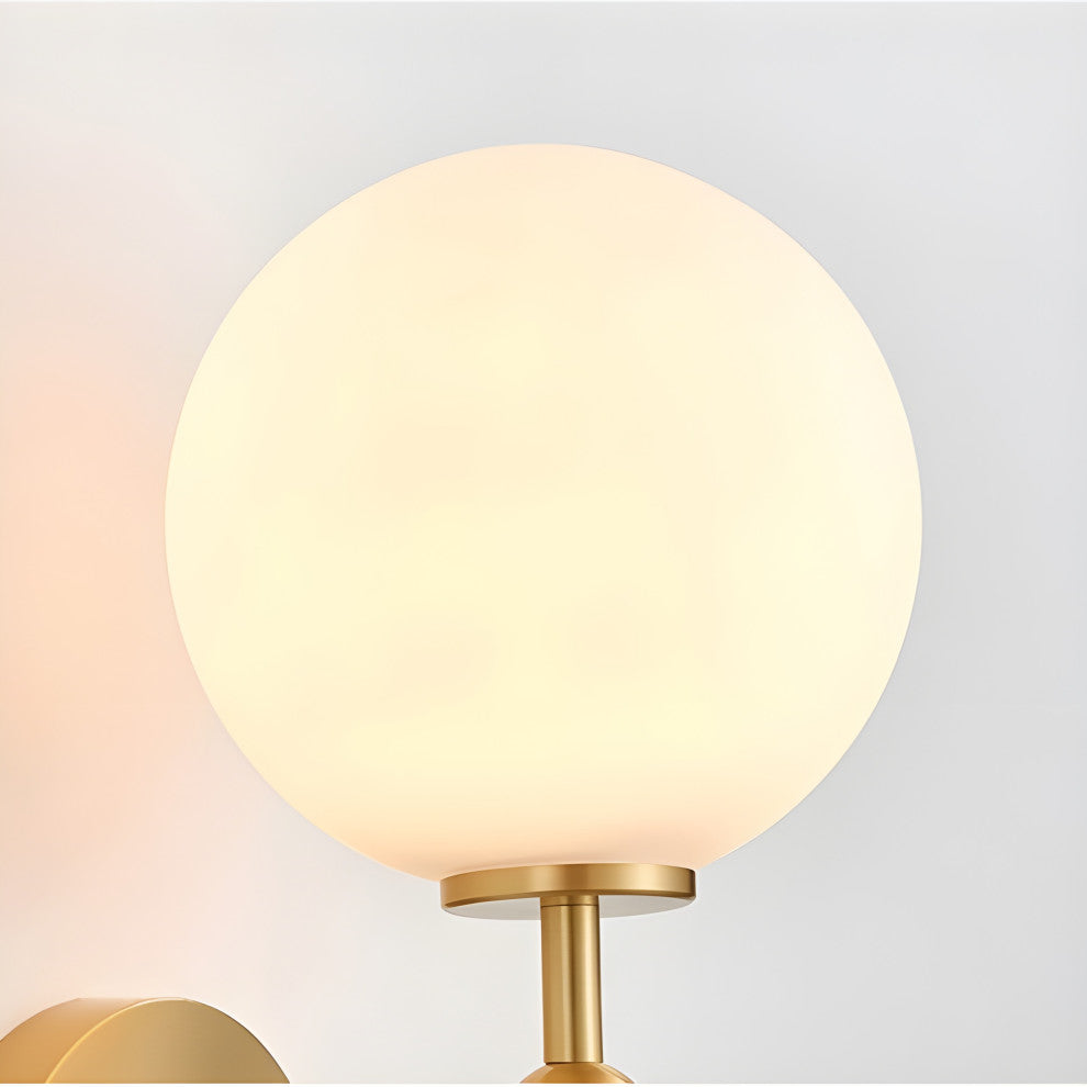 Modern Glass Wall Lamp in the Ball Shape, Living Room, Bedroom, Black, Transparent, Trichromatic Light