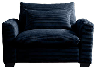 Gewnee Beige Corduroy Deep Seat Single Sofa Accent Chair, Blue