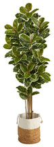6' Oak Faux Tree, Handmade Natural Jute & Cotton Planter  Indoor/Outdoor