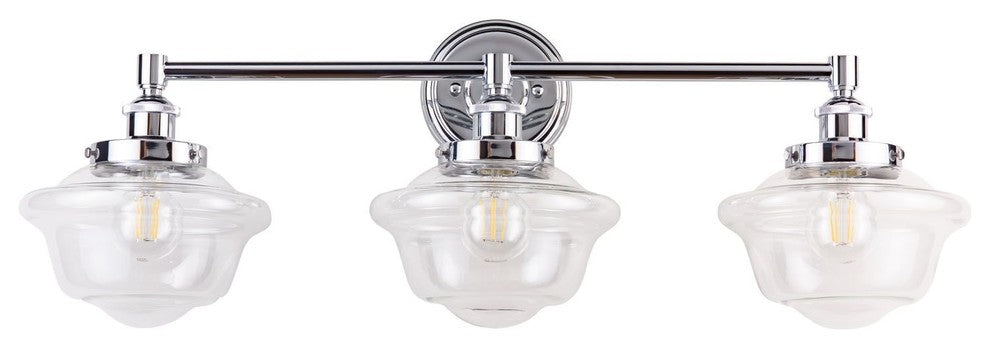 Lavagna 3 Light Schoolhouse Wall Sconce, Polished Chrome, Led Bulb