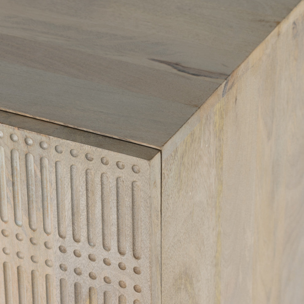 Kelby Sideboard-Light Wash Carved Mango