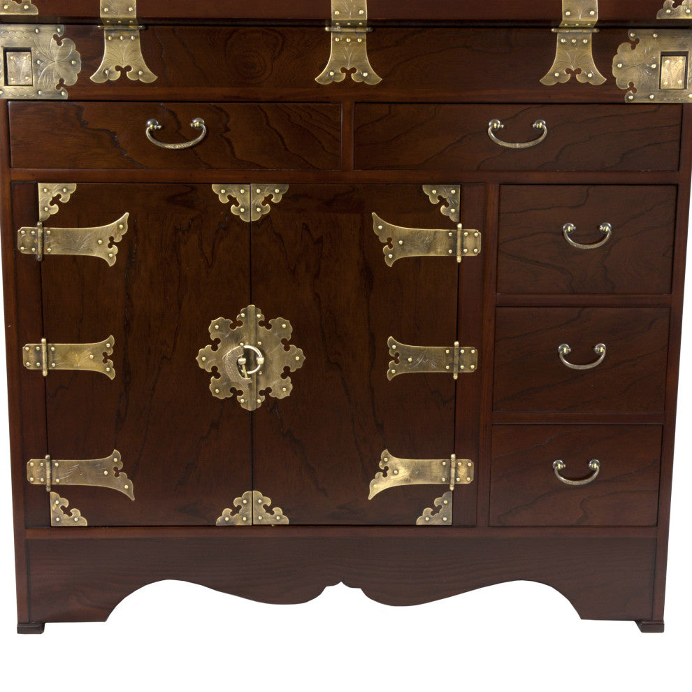 Korean Antique Style Drop Leaf Secretary Desk
