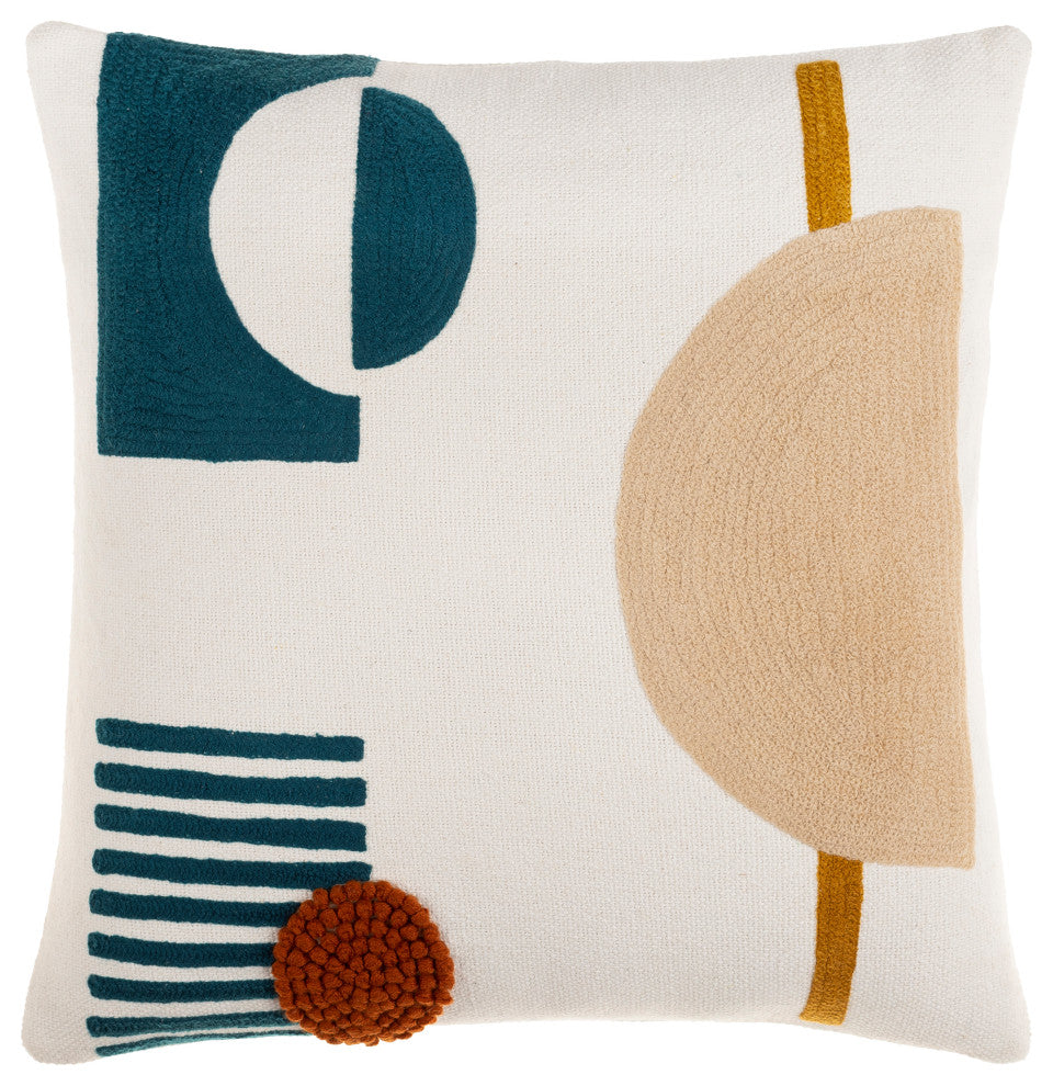 Surya Novel Cream Pillow Shell With Polyester Insert 18"H X 18"W