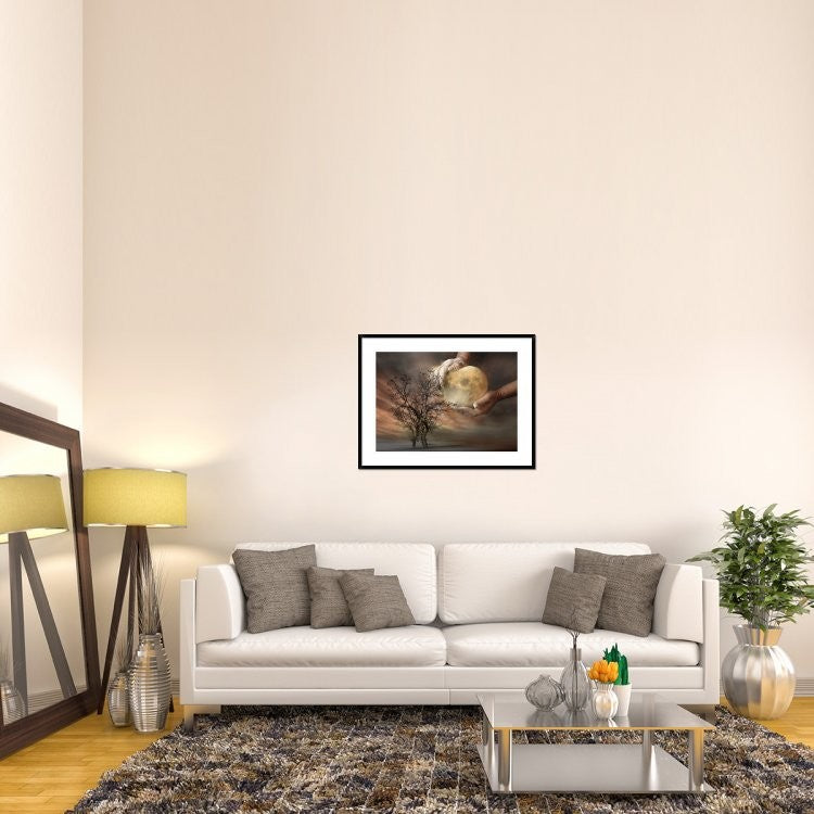 "Placing the Moon" Framed Digital Print by Elisaveta Jordanova, 38"x29"