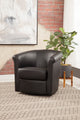 Marvel 360 Swivel Barrel Chair by Grafton Home, Matte Black Faux Leather