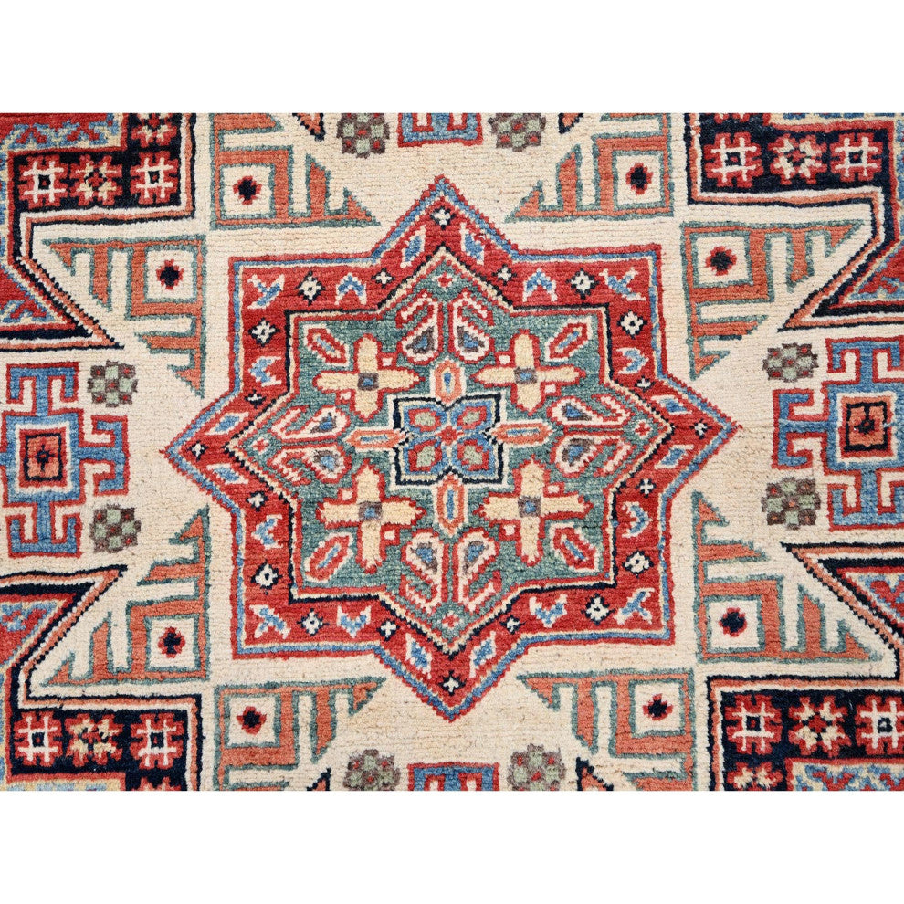 Red, Special Kazak, Pure Wool, Hand Knotted, Round Oriental Rug, 8'x7'9"