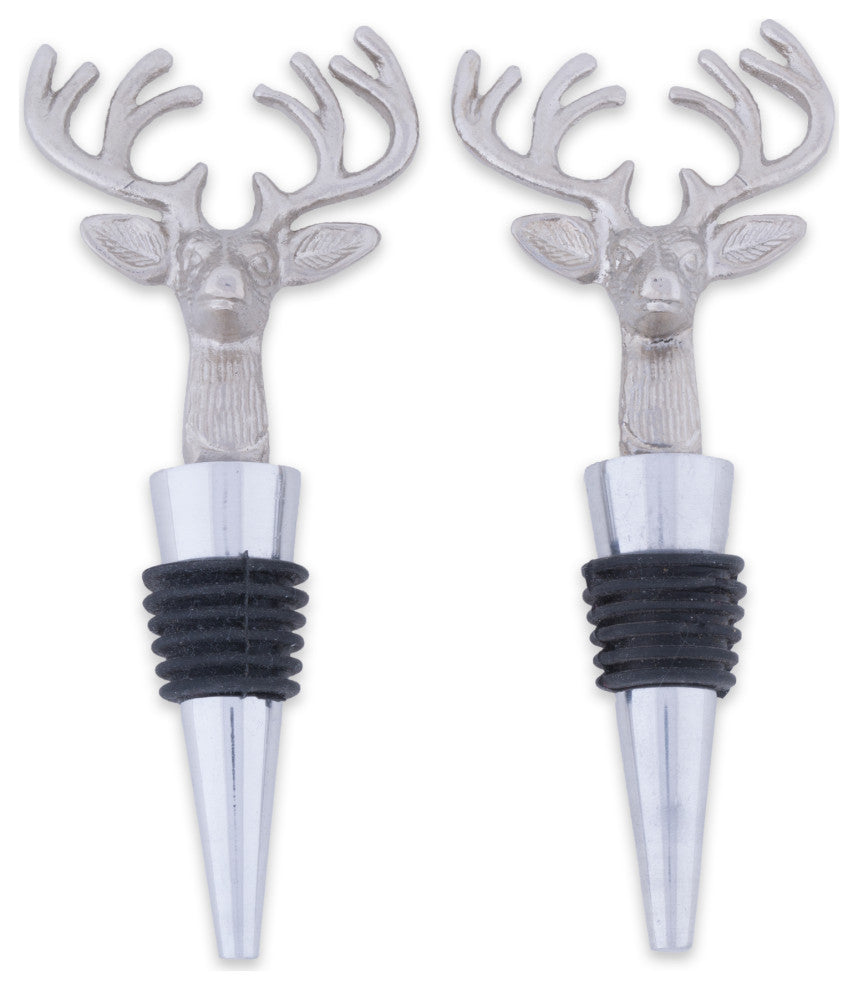 Silver Stag Bottle Stopper, Set of 2