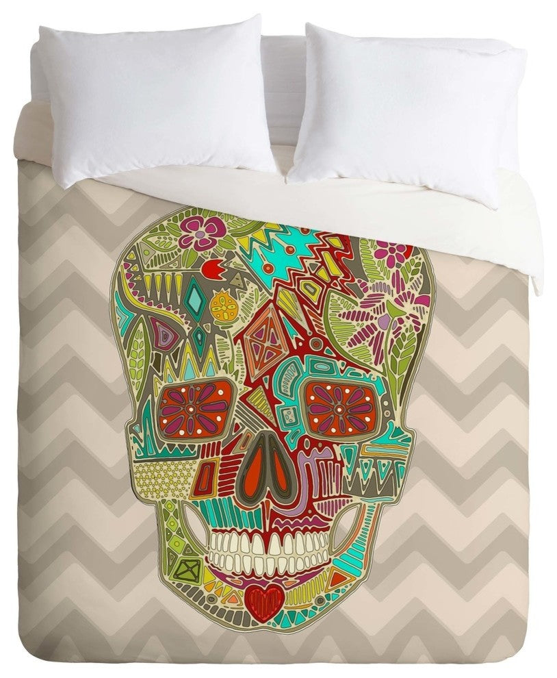 Deny Designs Sharon Turner Flower Skull Duvet Cover - Lightweight
