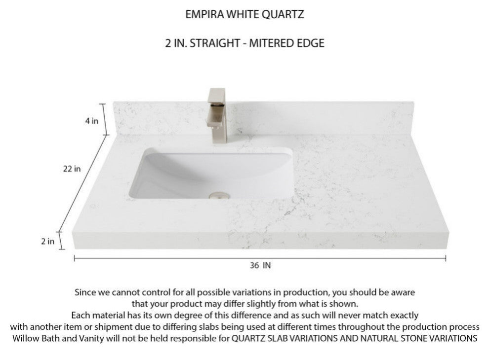 Elizabeth 36 Left Offset Bath Vanity in Light Natural Teak 2" Empira Quartz