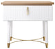 Modern White Nightstand Wood Nightstand Bedside Table with Drawer in Gold