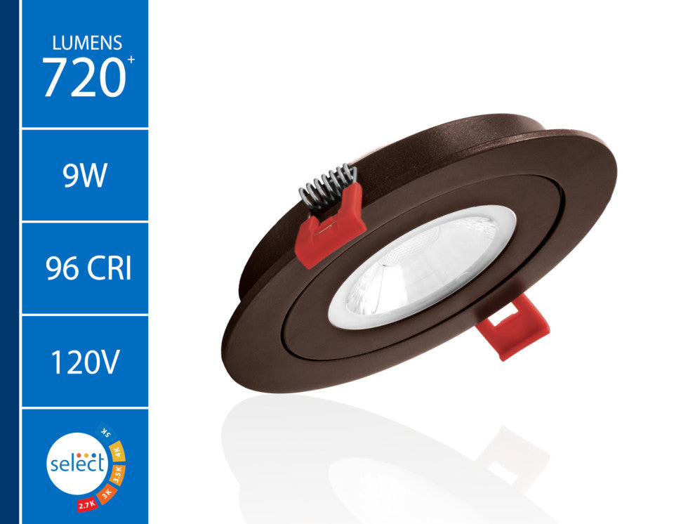 DGF 4" Selectable Canless Floating Gimbal LED Recessed Downlight, Oil-Rubbed