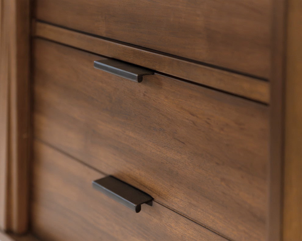 Mid-century Modern Small Console With File Drawers Brown