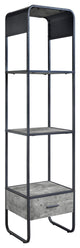 Benzara BM280302 66" Side Pier, Media Bookcase, 3 Shelves, Metal Frame, Gray
