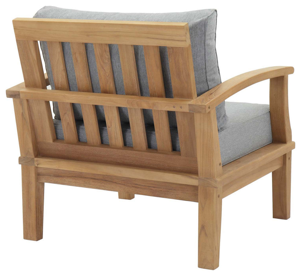 Marina Outdoor Premium Grade A Teak Wood Armchair, Natural Gray