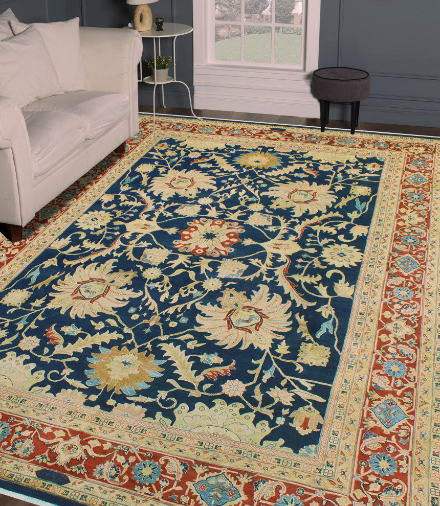 Vegetable-Dyed Pak-Persian Duncan Navy/Rust Rug, 8'10x11'9