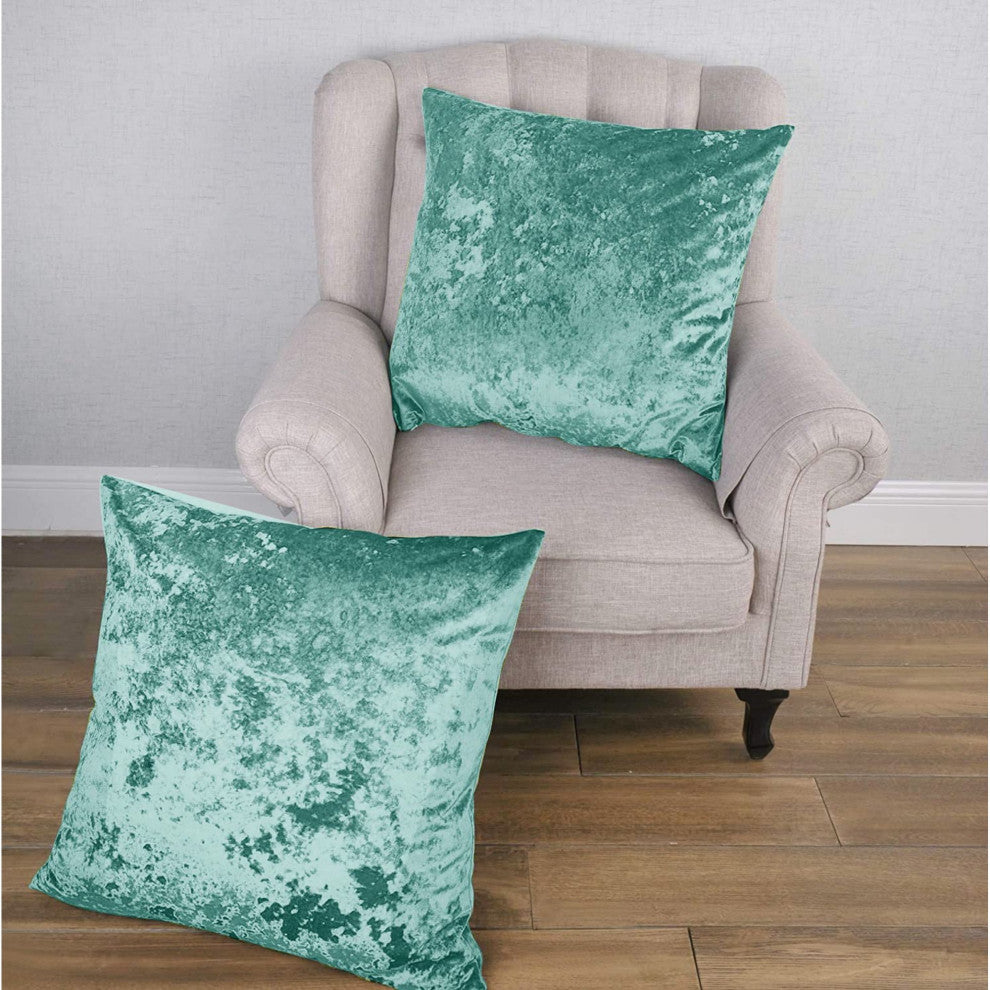 Crushed Velvet Pillow Cover 2 Piece Set, North Sea, 26" X 26"