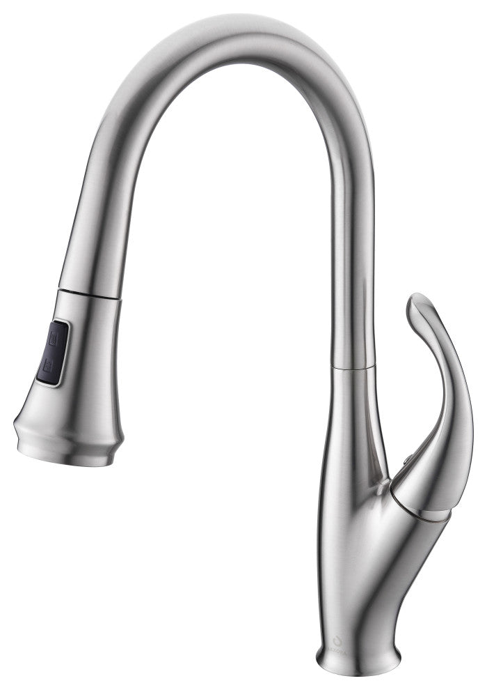 Garbatella Brass Kitchen Faucet w/ Pull Out Sprayer, Brushed Nickel