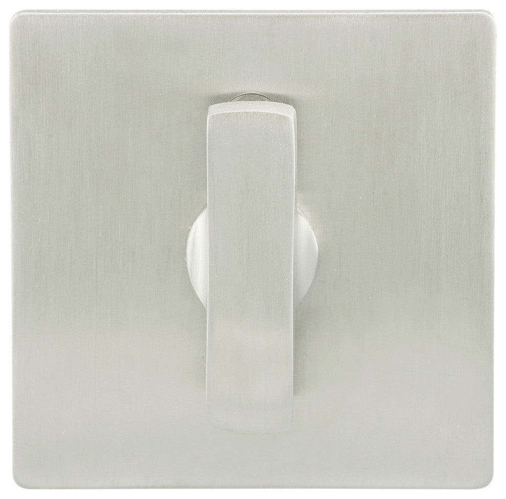 Barn Door Privacy Lock, Square Rose, 3.5" BS, TT14 Turn, Satin Stainless