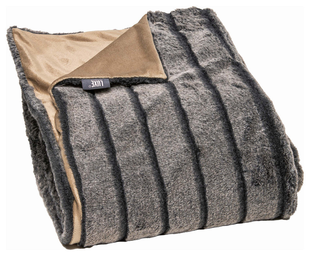 Couture Faux Fur Throw 50"x60", Glacier Gray