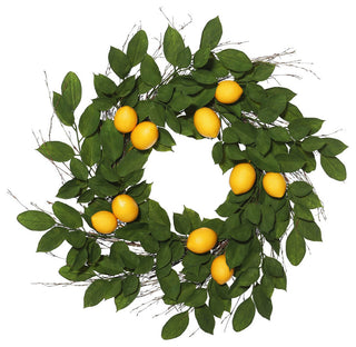 24" Green Salal Leaf/Yellow Lemon Wreath