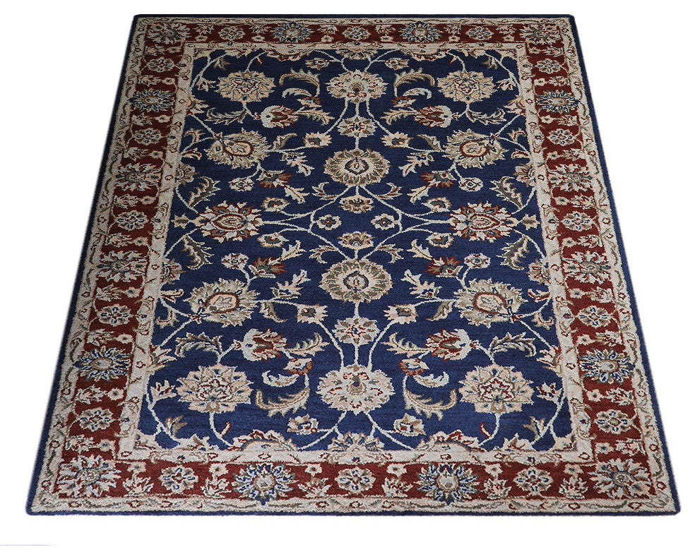 HAND TUFTED WOOL ECO-FRIENDLY AREA RUGS - Rectangle,Blue Red,Oriental